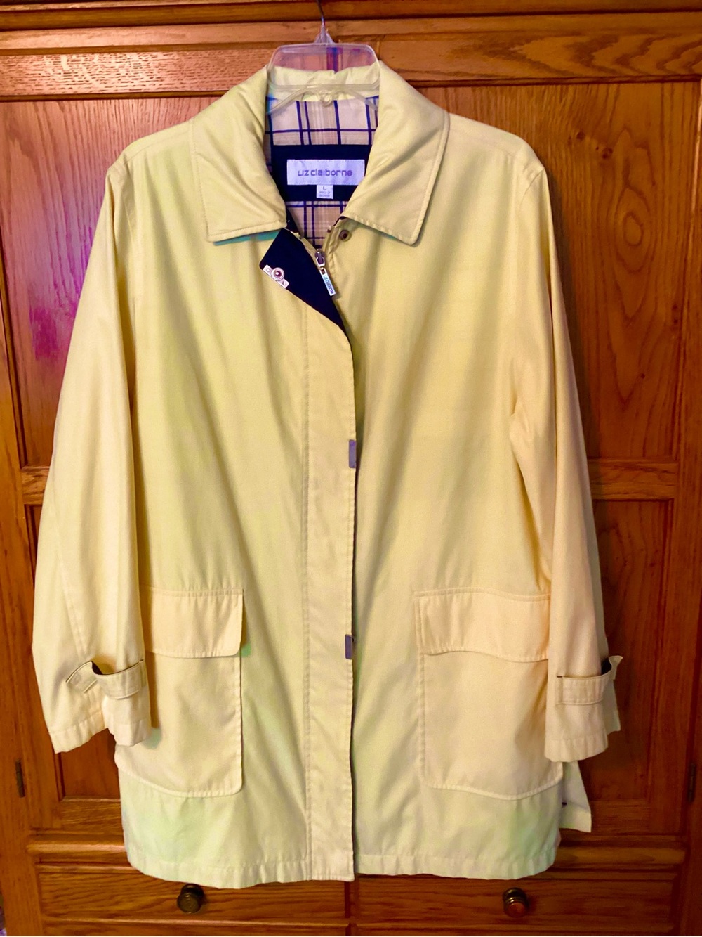 Liz Claiborne Lemon Yellow Lightweight Trench Coat Sz L